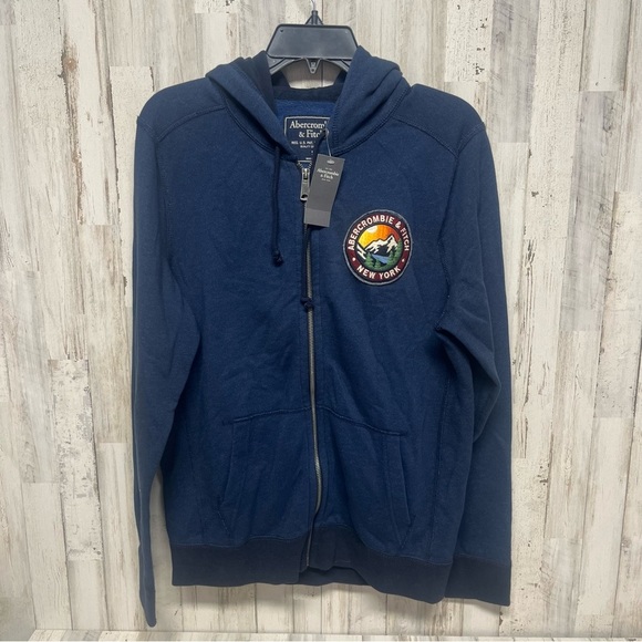 Abercrombie & Fitch Other - Abercrombie & Fitch Camp Scout Patch Logo Full Zip Blue Hoodie Size Small NWT